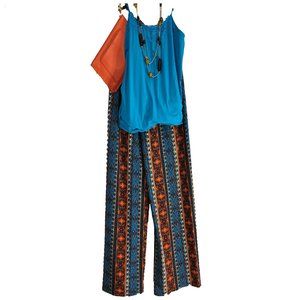 Vibrant Color Print Boho Pants by Vamp Med